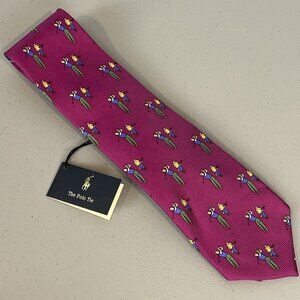 Polo Ralph Lauren Men's Magenta Golf Silk Neck Tie Handmade Vintage NWT